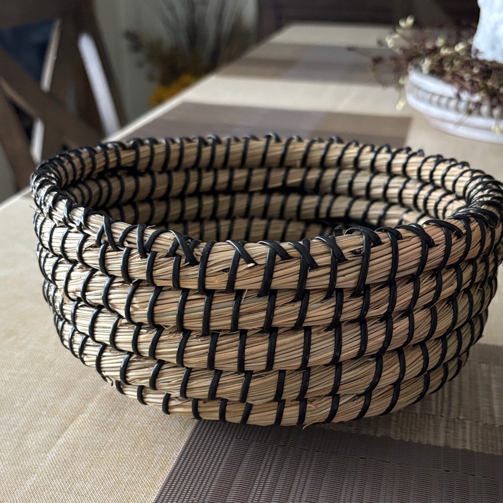 Handcrafted Brown and Tan Woven Basket